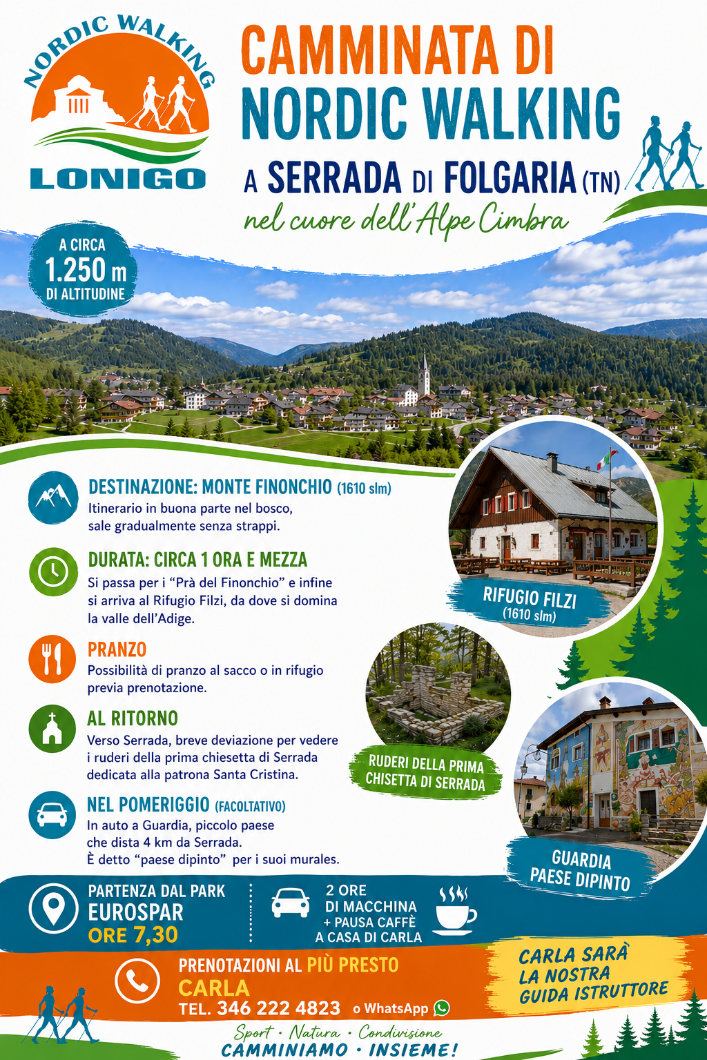 5 luglio 2026 – Camminata di Nordic Walking a Serrada di Folgaria nel cuore dell’Alpe Cimbra tra boschi, silenzi e panorami d’alta quota
