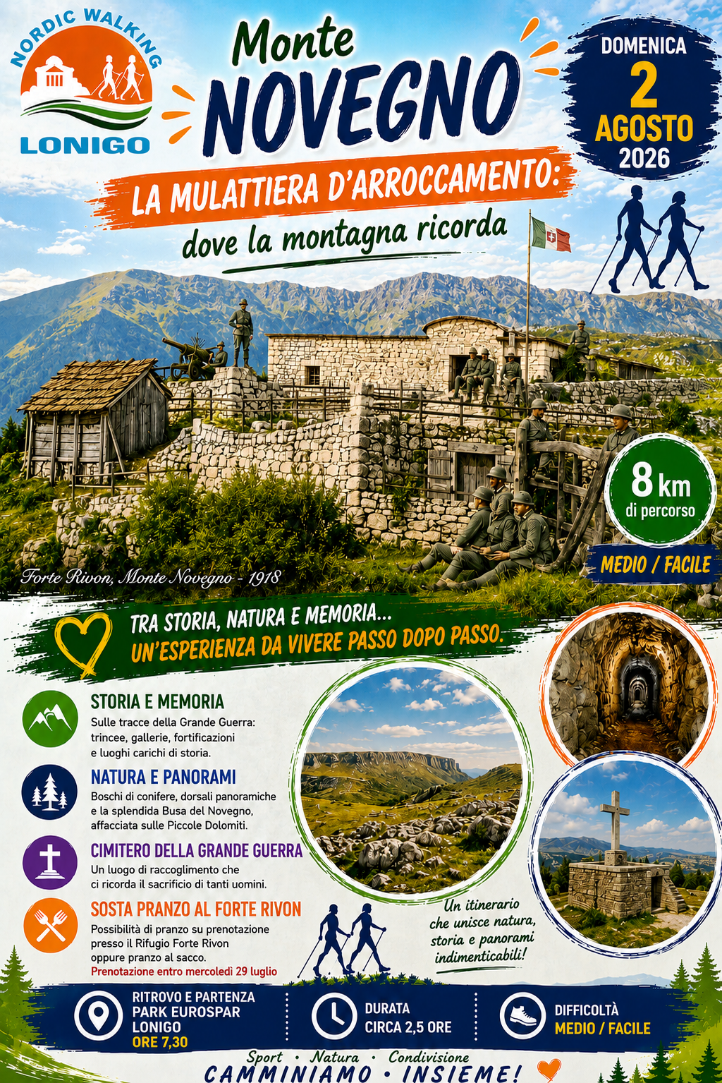 2 agosto 2026  –  Monte Novegno – La Mulattiera d’Arroccamento: dove la montagna ricorda